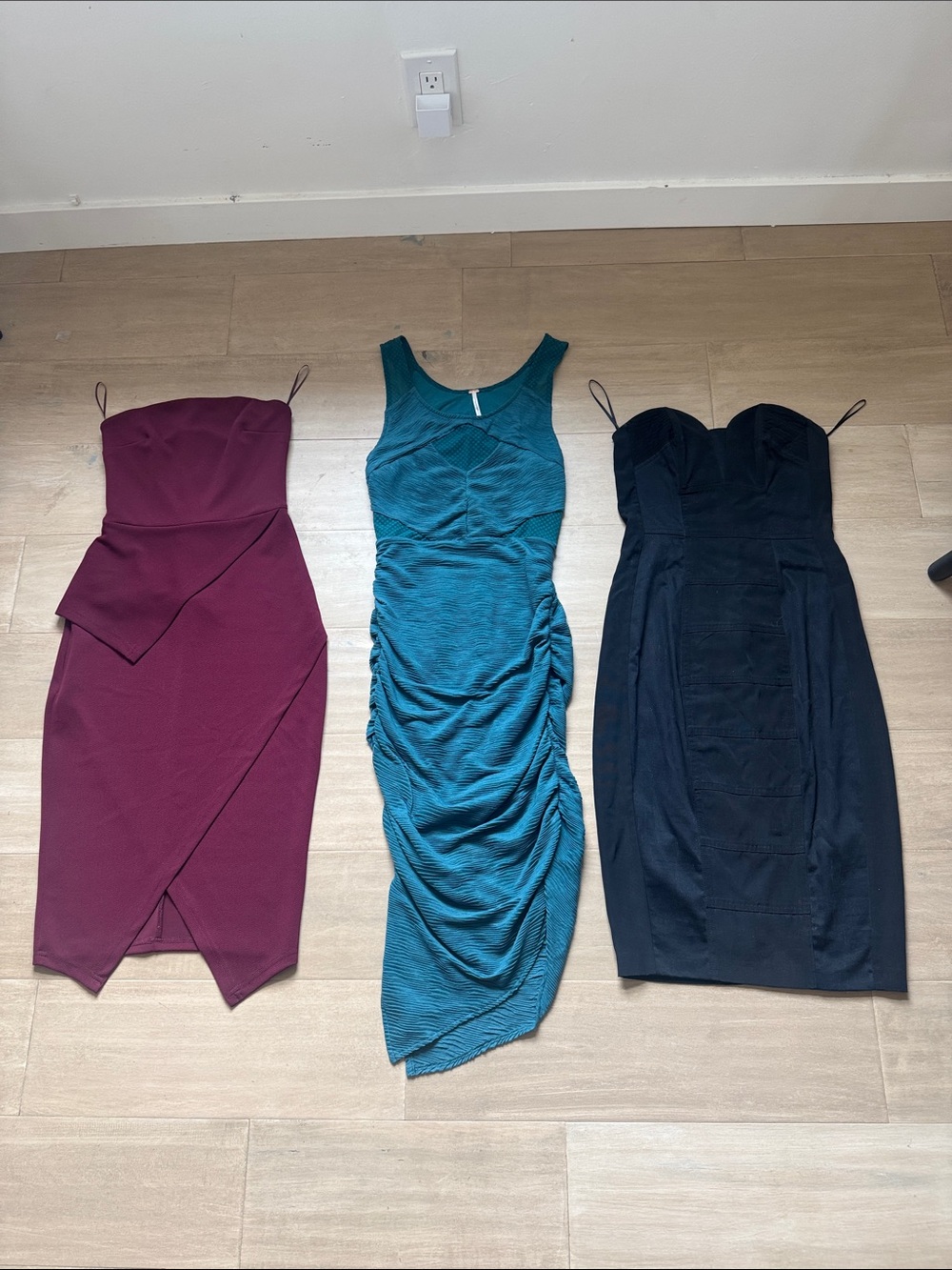 Free People Teal Midi Dress, asos strapless, h&m corset strapless dress